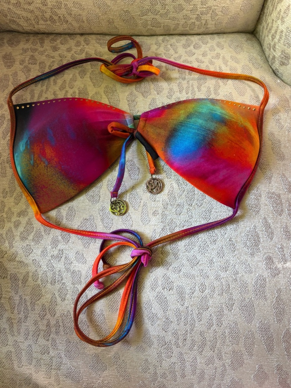 Rare 2012 Runway~LULI FAMA~ Bikini Neon Jewel Tie Dye NWT - Picture 6 of 16